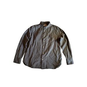 Flint and Tinder Architect Shirt Men Large Slim Fit Grey Herringbone Button Down
